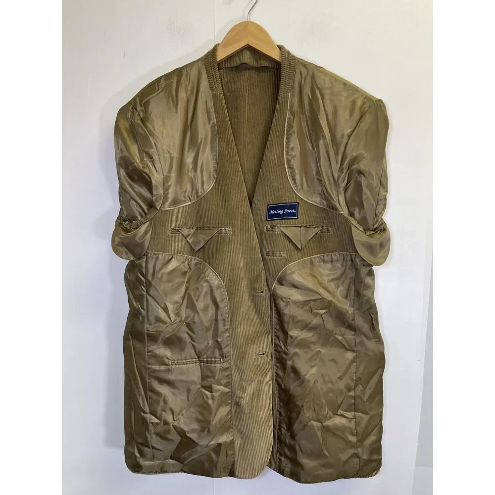MEETING STREET Mens 44 Reg Beige Tan Corduroy‎ 2 Button Sport Coat Blazer Jacket